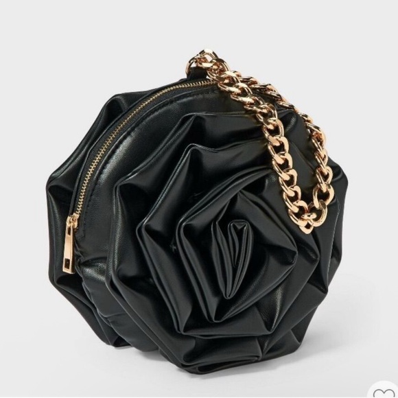 a new day Handbags - A New Day NWT Black Rose Mini Clutch with Gold Chain - SOLD OUT